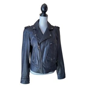 Black Rivet 100% leather motorcycle jacket size L